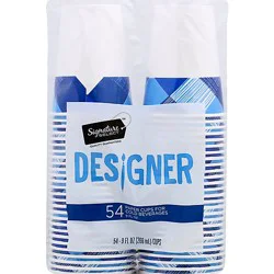 Signature Select Cups Paper Cold Designer Blue 9 Ounces Bag - 54 Count