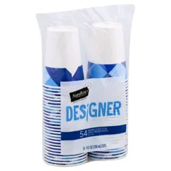 Signature Select Cups Paper Cold Designer Blue 9 Ounces Bag - 54 Count