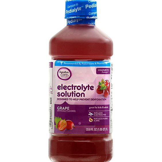 slide 1 of 1, Signature Select/care Electrolyte Solution For Kids & Adults Grape - 1 Liter, 33.8 fl oz