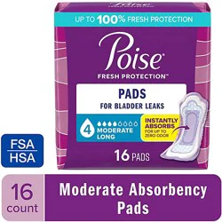 Poise Incontinence Pads 4 Drop Absorbency Incontinence Pads - 16 Count