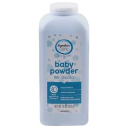 Signature Select/care Baby Powder Pure Cornstarch Mild & Gentle Aloe Vera & Vitamin E - 15 Oz