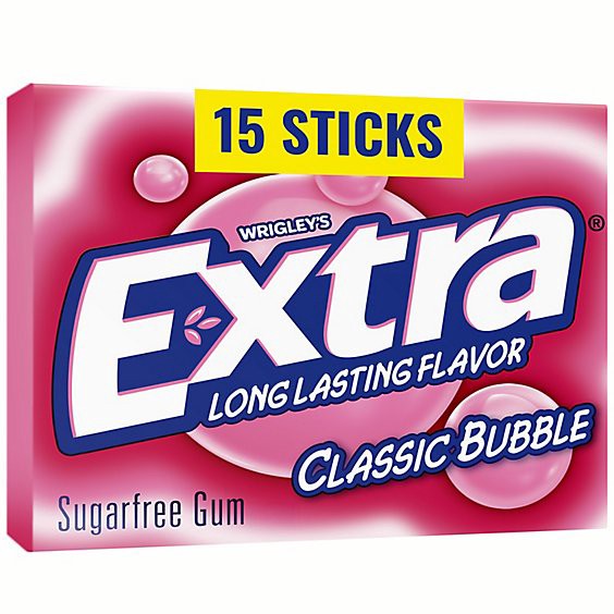 slide 1 of 11, Extra Classic Bubble Sugarfree Gum Single Pack, 15 ct