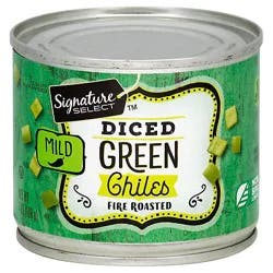 Signature Select Green Chiles Fire Roasted Diced Mild Can - 7 Oz
