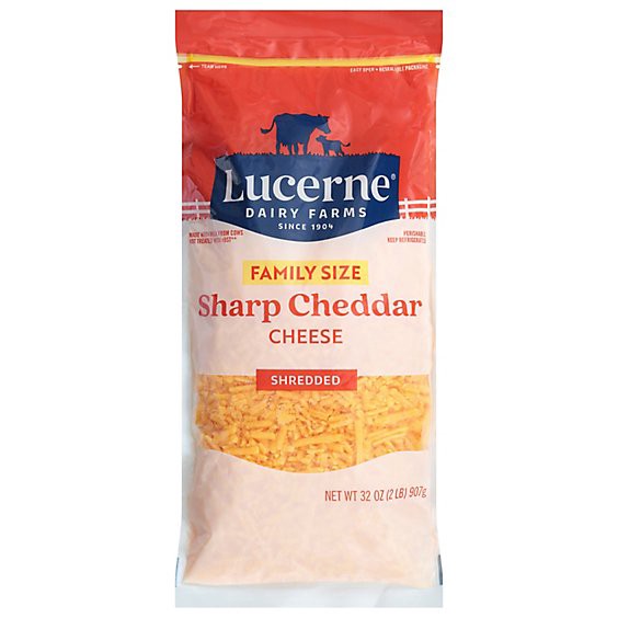 slide 1 of 1, Lucerne Cheese Shredded Sharp Cheddar - 32 Oz, 32 oz