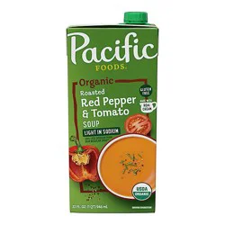 Pacific Foods Organic Light In Sodium Roasted Red Pepper And Tomato Soup - 32 Fl Oz