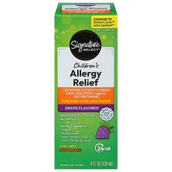Signature Care Allergy Relief Childrens 24 Hour Cetirizine Hydrochloride Grape Flavor - 4 Fl. Oz.