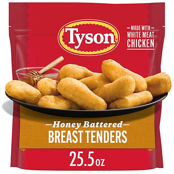 slide 1 of 8, Tyson Fully Cooked Honey Battered Frozen Chicken Breast Tenders - 25.5 Oz, 25.5 oz