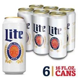 Miller Lite American Style Light Lager Beer 4.2% Abv Cans - 6-16 Fl. Oz.