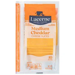 Lucerne Cheese Slices Medium Cheddar - 10 Count