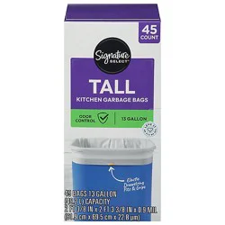 Signature Select Tall Kitchen Bags With Drawstring 13 Gallon - 45 Count