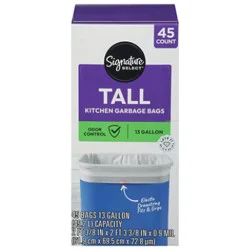 Signature Select Tall Kitchen Bags With Drawstring 13 Gallon - 45 Count