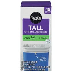 Signature Select Tall Kitchen Bags With Drawstring 13 Gallon - 45 Count