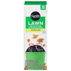 Signature Select Lawn & Leaf Bags With Drawstring 39 Gallon