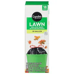 Signature Select Lawn & Leaf Bags With Drawstring 39 Gallon