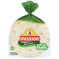 Mission Soft & Fluffy Homestyle Flour Tortillas Fajita Size - 10 Count
