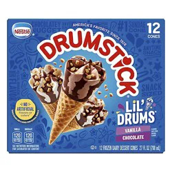 Drumstick Lil Drums Vanilla And Chocolate With Chocolatey Swirls Cones - 12 Count