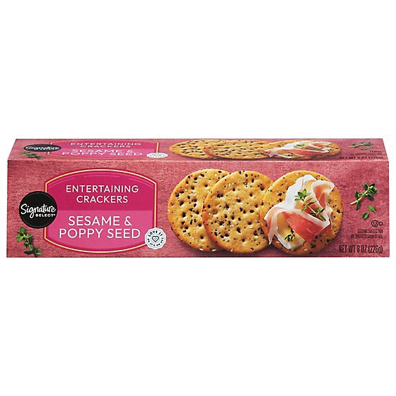 slide 1 of 1, Signature Select Crackers Entertaining Sesame & Poppy Seed - 8 Oz, 8 oz