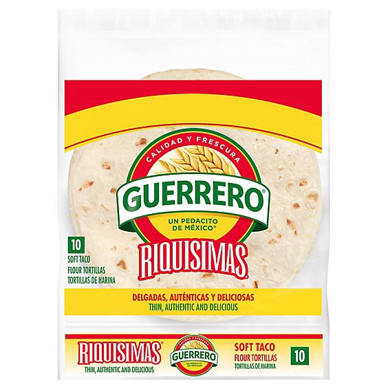 slide 1 of 13, Guerrero Riquisimas Flour Tortillas Soft Taco Size - 10 Count, 14.5 oz