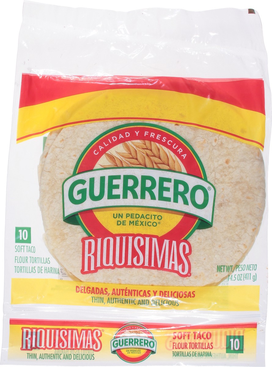 slide 8 of 13, Guerrero Riquisimas Flour Tortillas Soft Taco Size - 10 Count, 14.5 oz