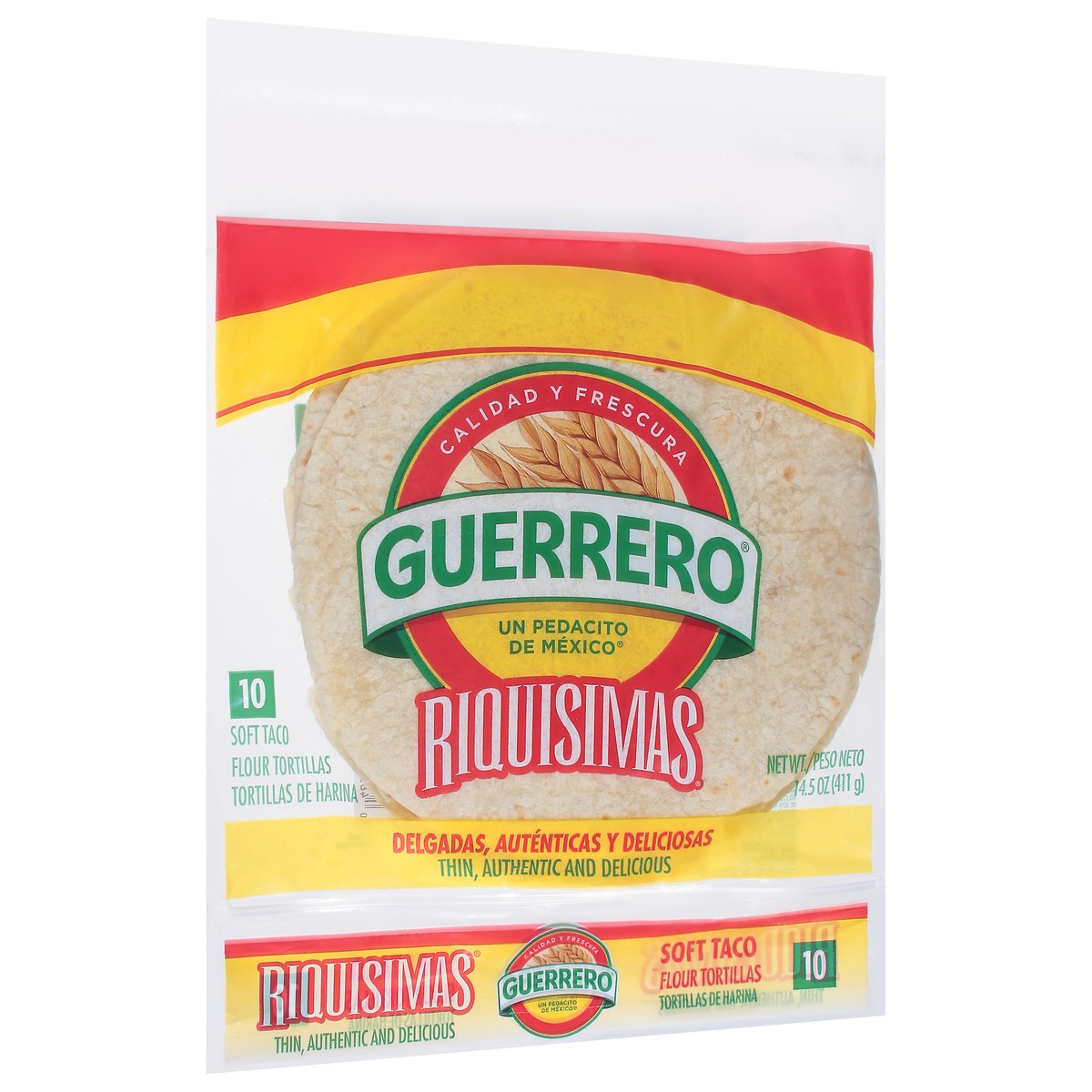 slide 10 of 13, Guerrero Riquisimas Flour Tortillas Soft Taco Size - 10 Count, 14.5 oz