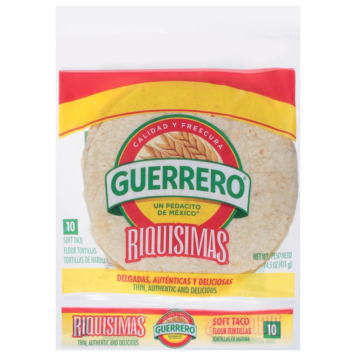 slide 5 of 13, Guerrero Riquisimas Flour Tortillas Soft Taco Size - 10 Count, 14.5 oz