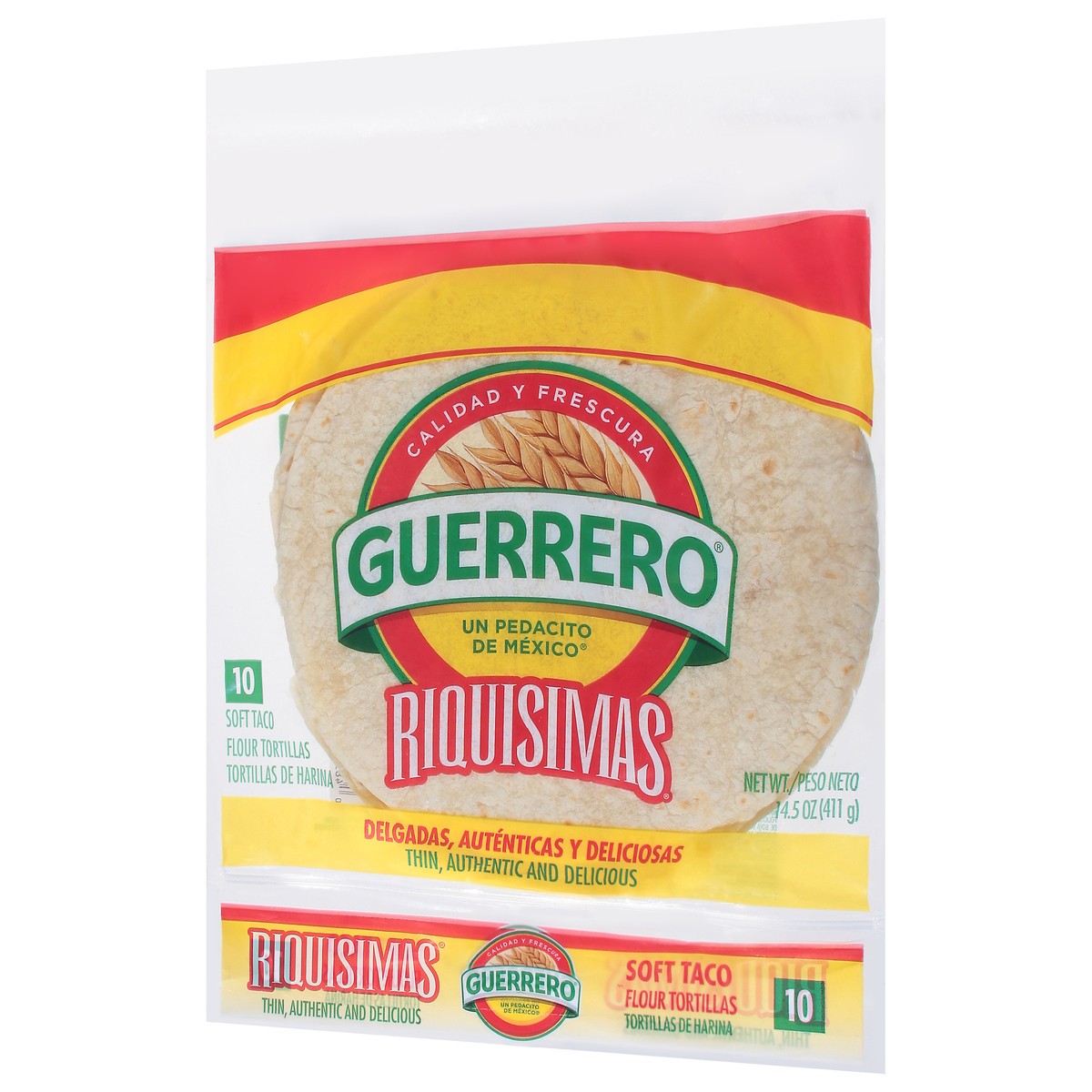slide 3 of 13, Guerrero Riquisimas Flour Tortillas Soft Taco Size - 10 Count, 14.5 oz