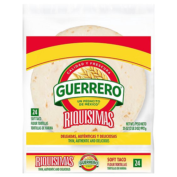 slide 1 of 3, Guerrero Riquisimas Flour Tortillas Soft Taco Size - 24 Count, 35 oz