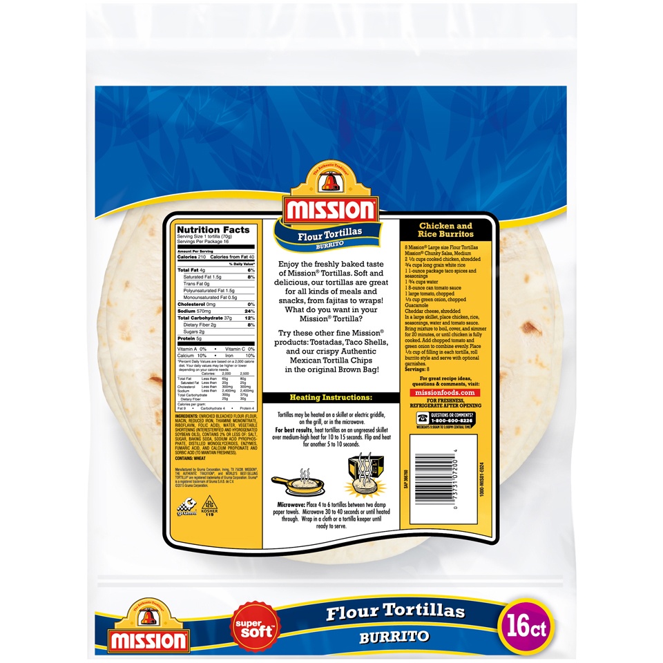 slide 3 of 4, Mission 10" Large Size Flour Tortillas - 40oz/16ct, 16 ct