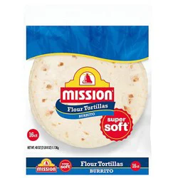 Mission Super Soft Flour Tortillas Burrito Size - 16 Count