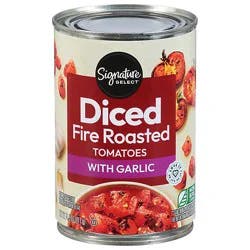 Signature Select Diced Fire Roasted With Garlic Tomatoes - 14.5 Oz