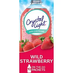 Crystal Light Wild Strawberry Powdered Drink Mix With Caffeine On The Go Packets - 10 Count