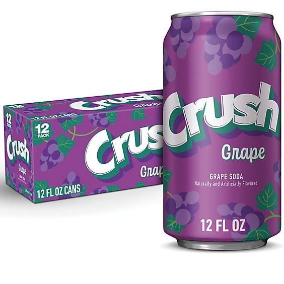 slide 1 of 1, Crush Grape Soda In Cans - 12-12 Fl. Oz., 144 fl oz