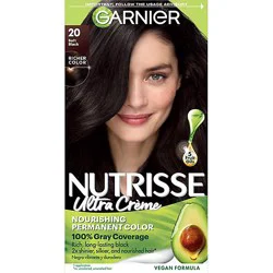 Garnier Nutrisse Nourishing Hair Color Creme 20 Soft Black (Black Tea) Kit - Each