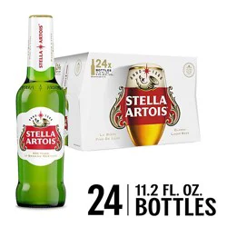 Stella Artois Premium Lager Beer Glass Bottles 5% Abv - 24-11.2 Oz