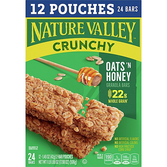 slide 1 of 1, Nature Valley Granola Bars Crunchy Oats N Honey Value Pack - 24-1.49 Oz, 12 ct