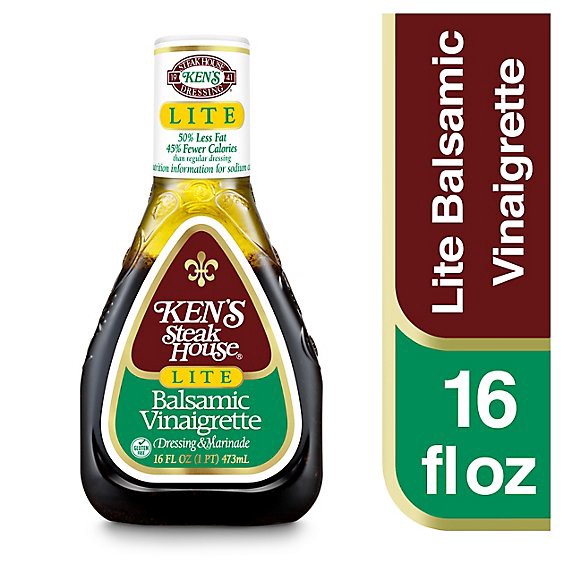 slide 1 of 12, Kens Steak House Dressing Lite Balsamic Vinaigrette - 16 Fl. Oz., 16 fl oz