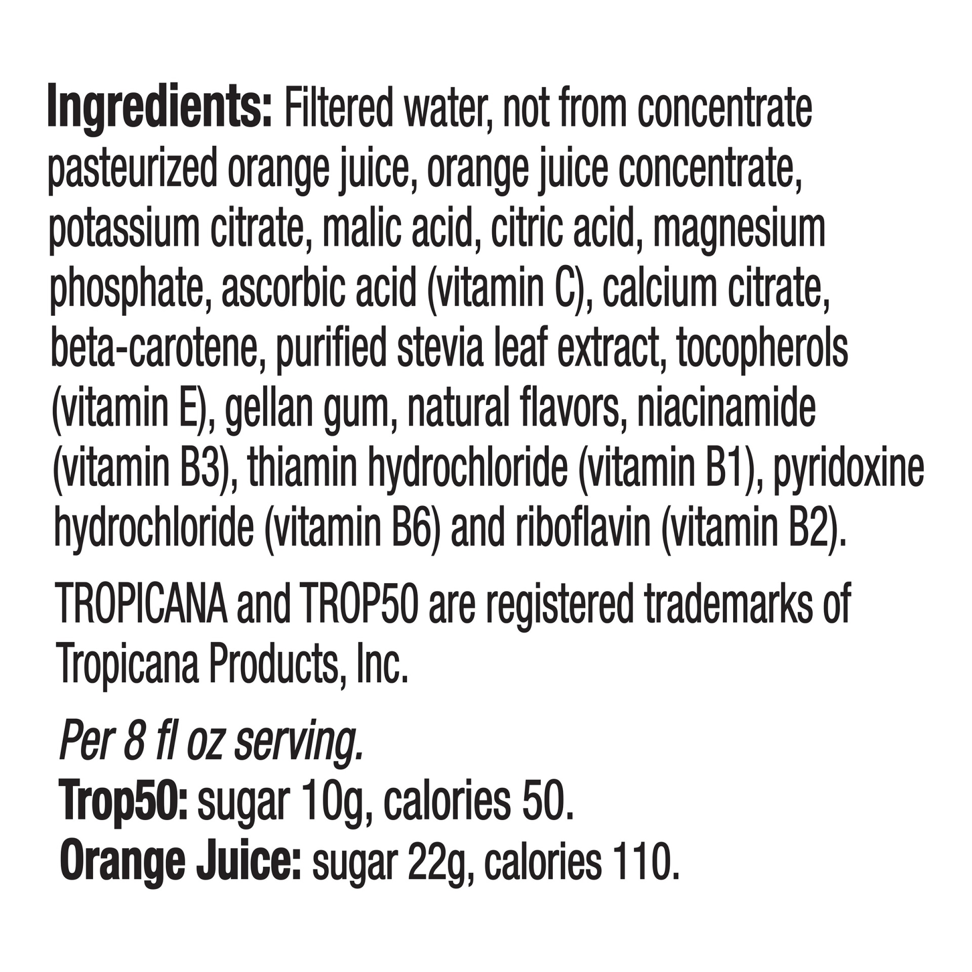 slide 3 of 4, Tropicana Trop50 Juice Beverage Orange No Pulp 52 Fl Oz Bottle, 59 oz