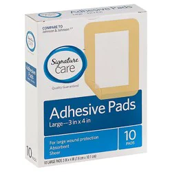 Signature Select/care Adhesive Pads Sheer Absorbent Large - 10 Count