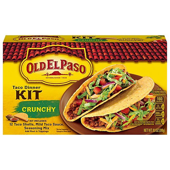 slide 1 of 1, Old El Paso Tortillas Flour Dinner Kit Taco Crunchy Box - 8.8 Oz, 8.8 oz
