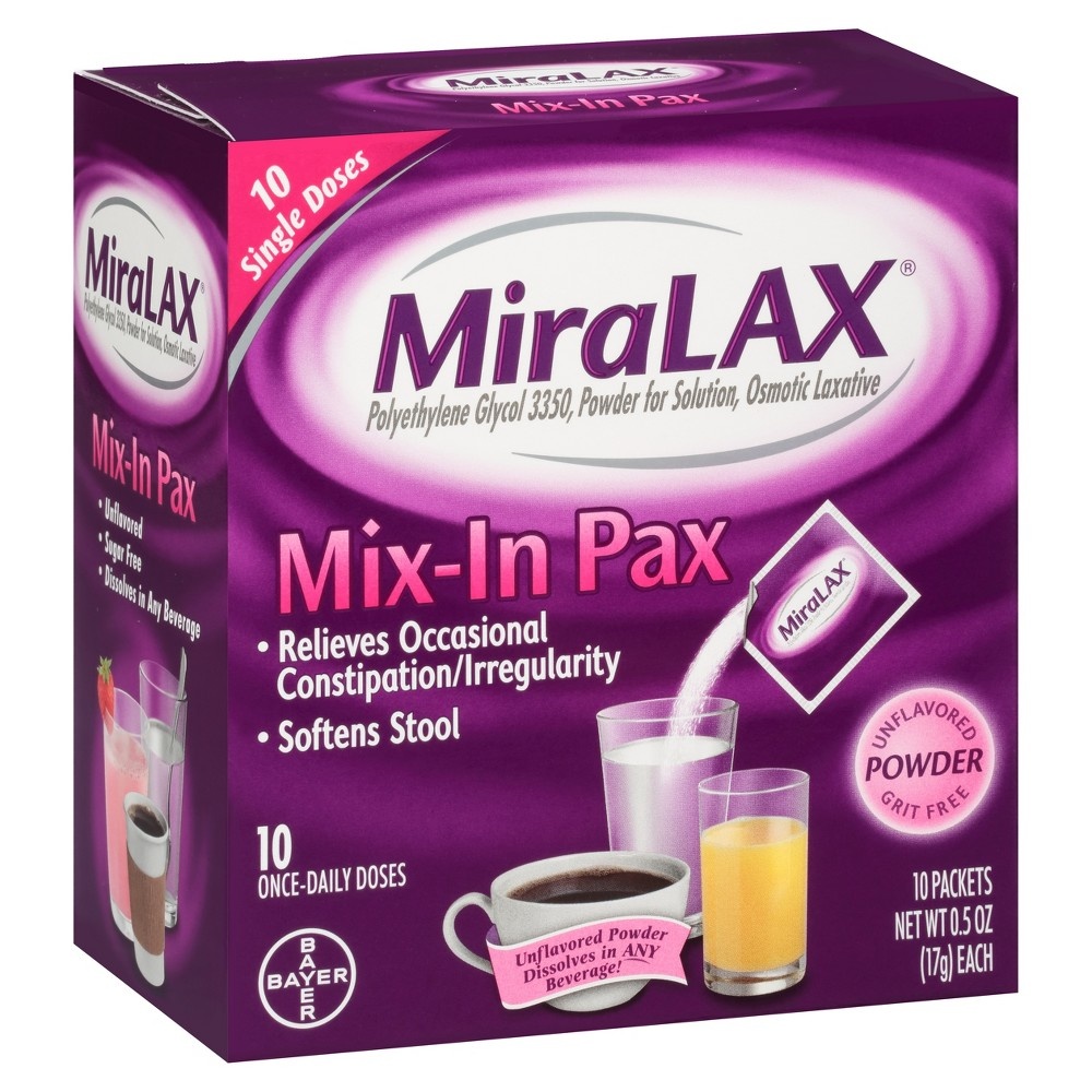 slide 4 of 4, Miralax Powder Unflavored Osmotic Laxative 10 ea, 10 ct