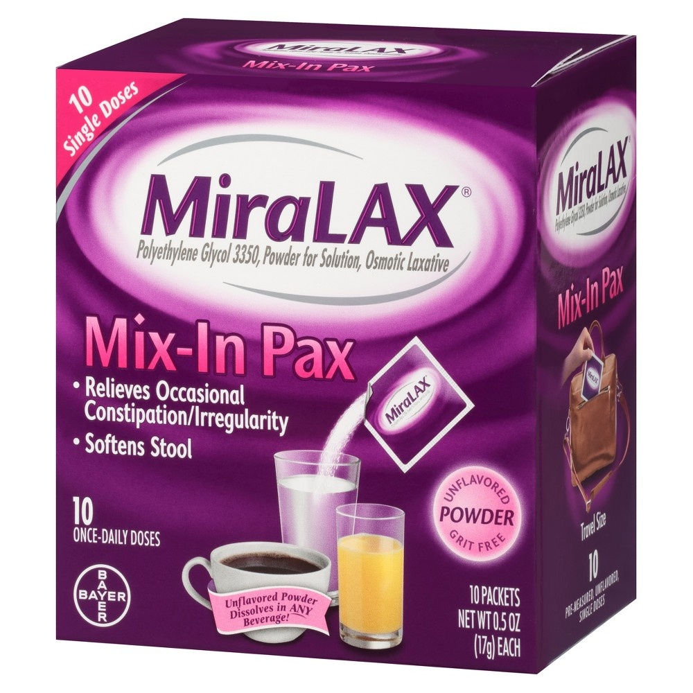 slide 2 of 4, Miralax Powder Unflavored Osmotic Laxative 10 ea, 10 ct