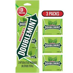 Wrigleys Doublemint Bulk Chewing Gum Value Pack - 3-15 Count