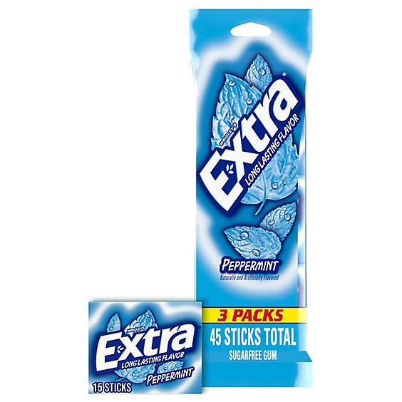 slide 1 of 6, Extra Peppermint Sugar Free Chewing Gum - 3-15 Count, 3 ct; 15 ct
