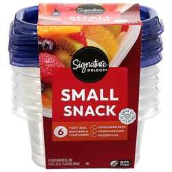Signature Select Containers Storage Small 1.187 Cup Tight Seal Bpa Free - 6 Count