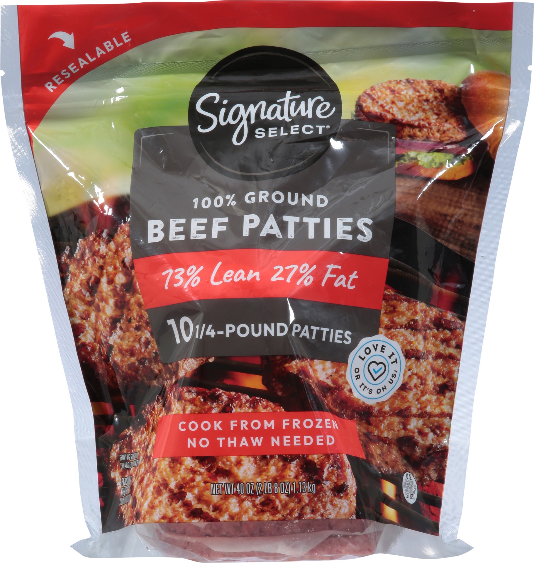 slide 4 of 11, Signature Select 73% Lean 27% Fat Ground Beef Patties - 40 Oz, 40 oz