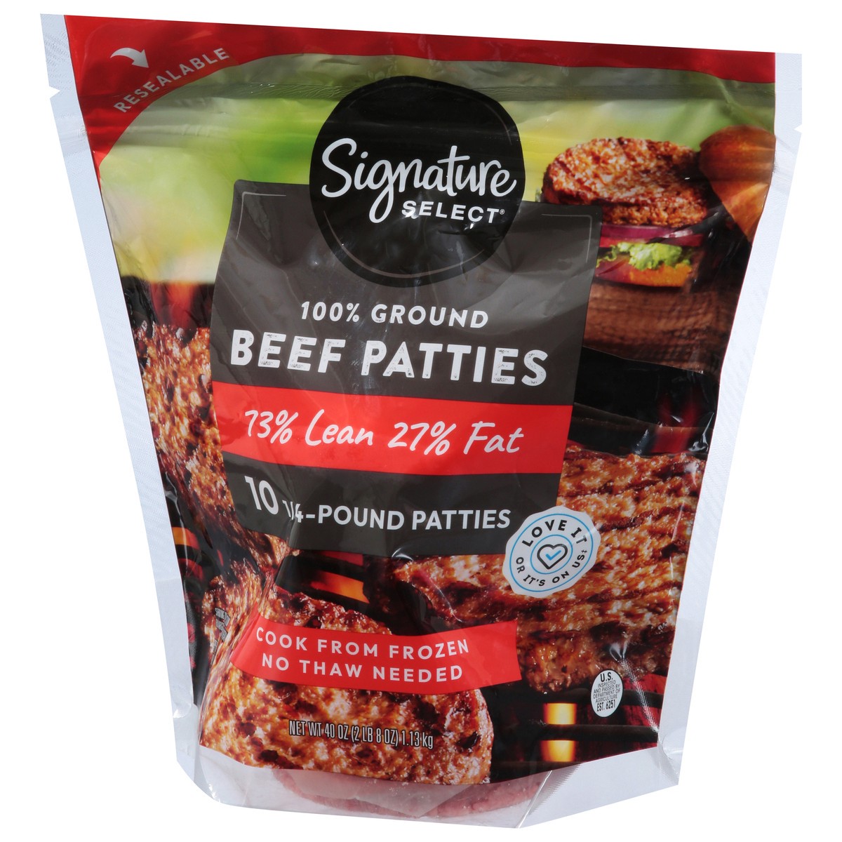 slide 2 of 11, Signature Select 73% Lean 27% Fat Ground Beef Patties - 40 Oz, 40 oz