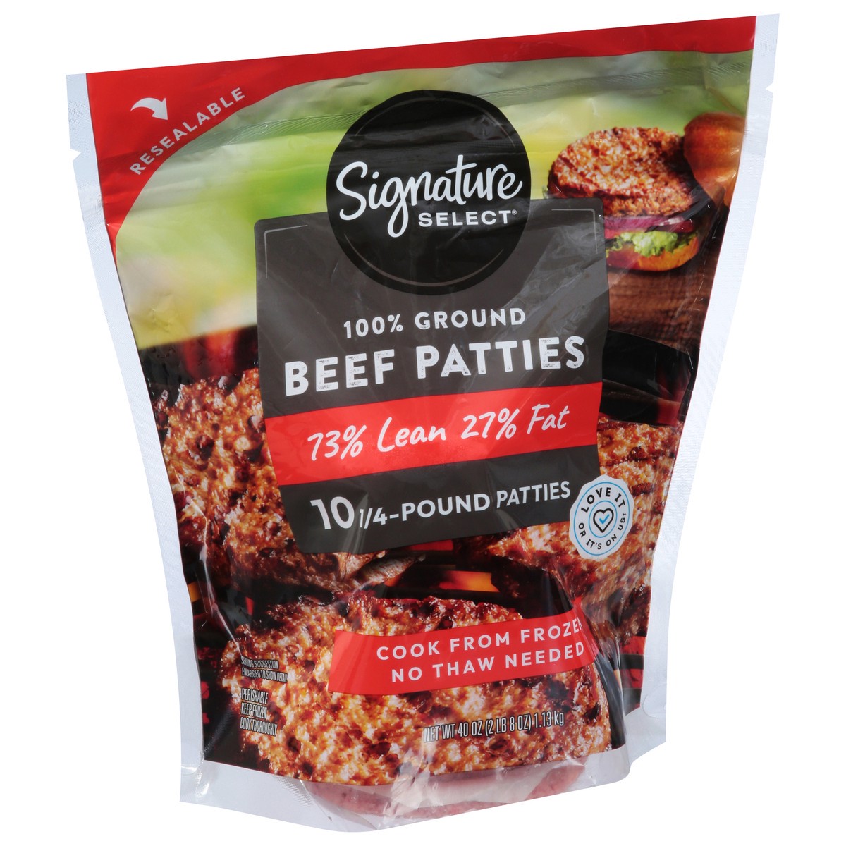 slide 9 of 11, Signature Select 73% Lean 27% Fat Ground Beef Patties - 40 Oz, 40 oz