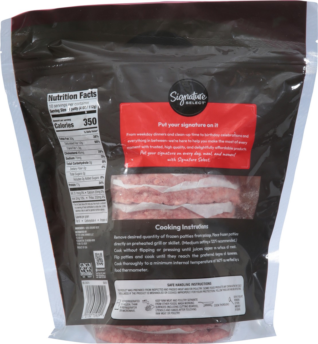 slide 11 of 11, Signature Select 73% Lean 27% Fat Ground Beef Patties - 40 Oz, 40 oz