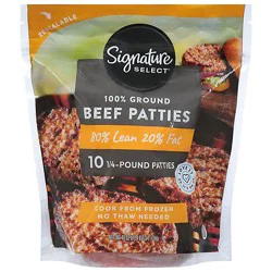 Signature Select 80% Lean 20% Fat Ground Beef Patties - 40 Oz