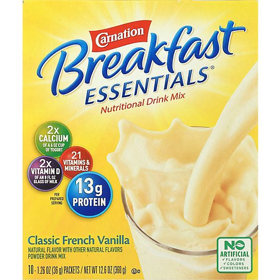 slide 1 of 1, Carnation Breakfast Essentials Nutritional French Vanilla Powder Drink Mix - 10-1.26 Oz, 12.6 oz